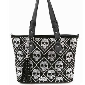 Bling Skull Fringe Tassel Tote